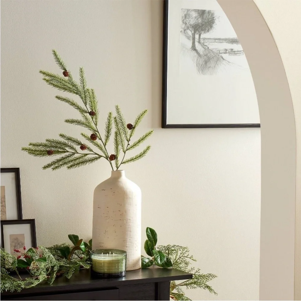 6’ Faux Cedar & Magnolia Leaf with Winterberries Christmas Garland, Two
